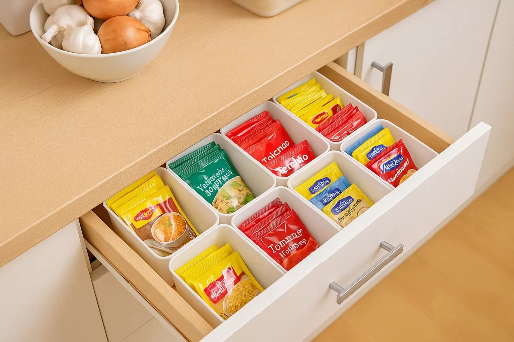 cara mengemas dapur dengan kotak simpanan